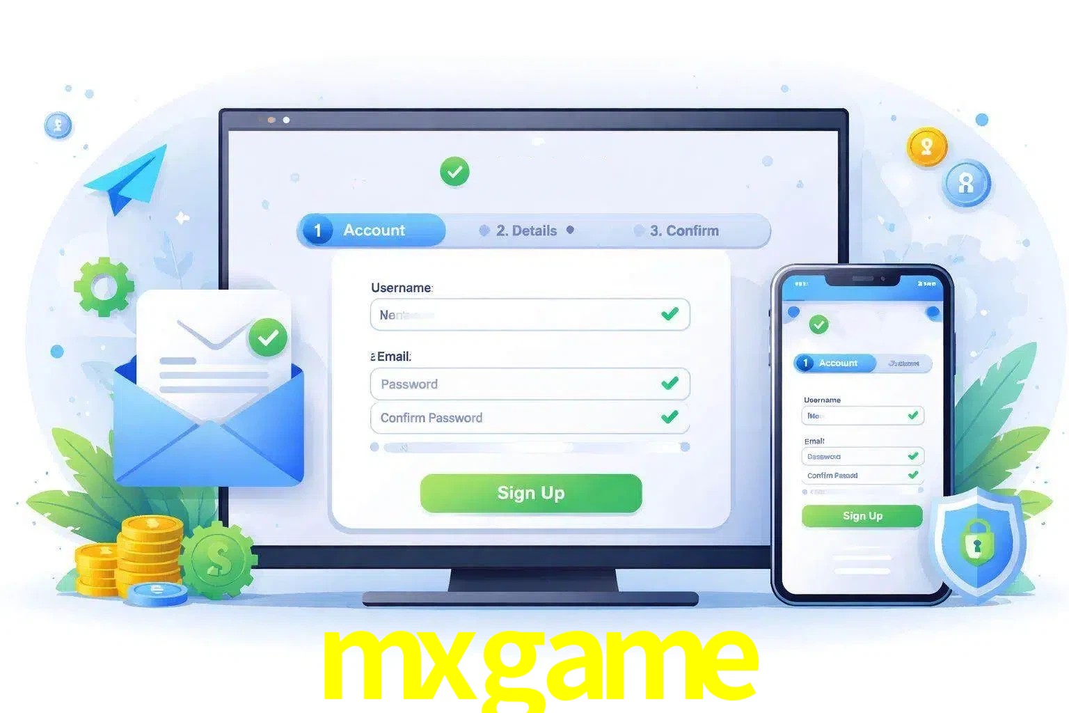 Registro de nuevo usuario y configuración de cuenta mxgame