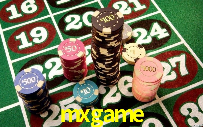 Una escena digital vívida inspirada en casino con mxgame mostrado prominentemente, luces brillantes, fichas, cartas y acentos dorados.
