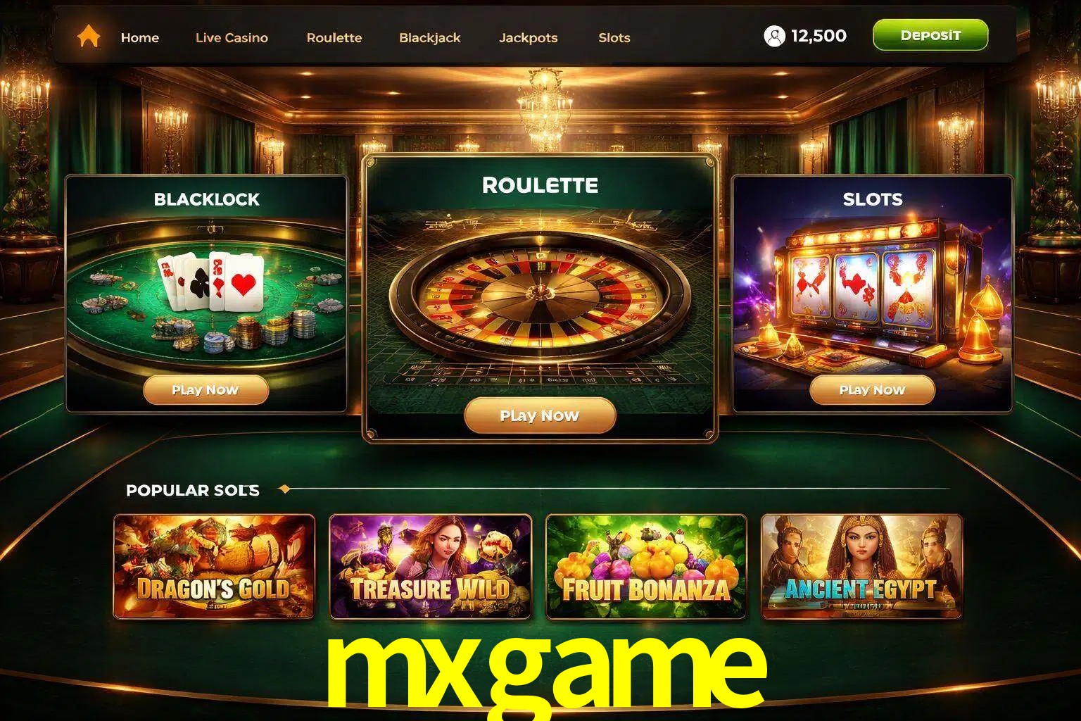 Vista de la plataforma mxgame Casino mostrando categorías organizadas de juegos en línea